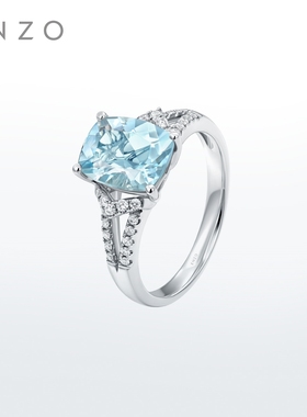 ENZO 海洋之心 18K金海蓝宝石钻石戒指女 EZV6724新春礼物