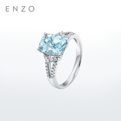 enzo18K金海蓝宝石钻石戒指戒指