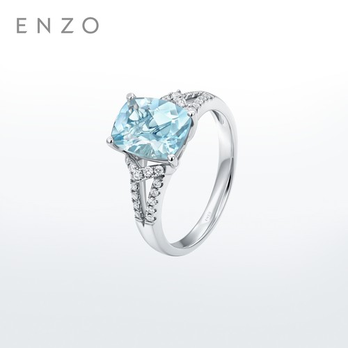 enzo18K金海蓝宝石钻石戒指戒指