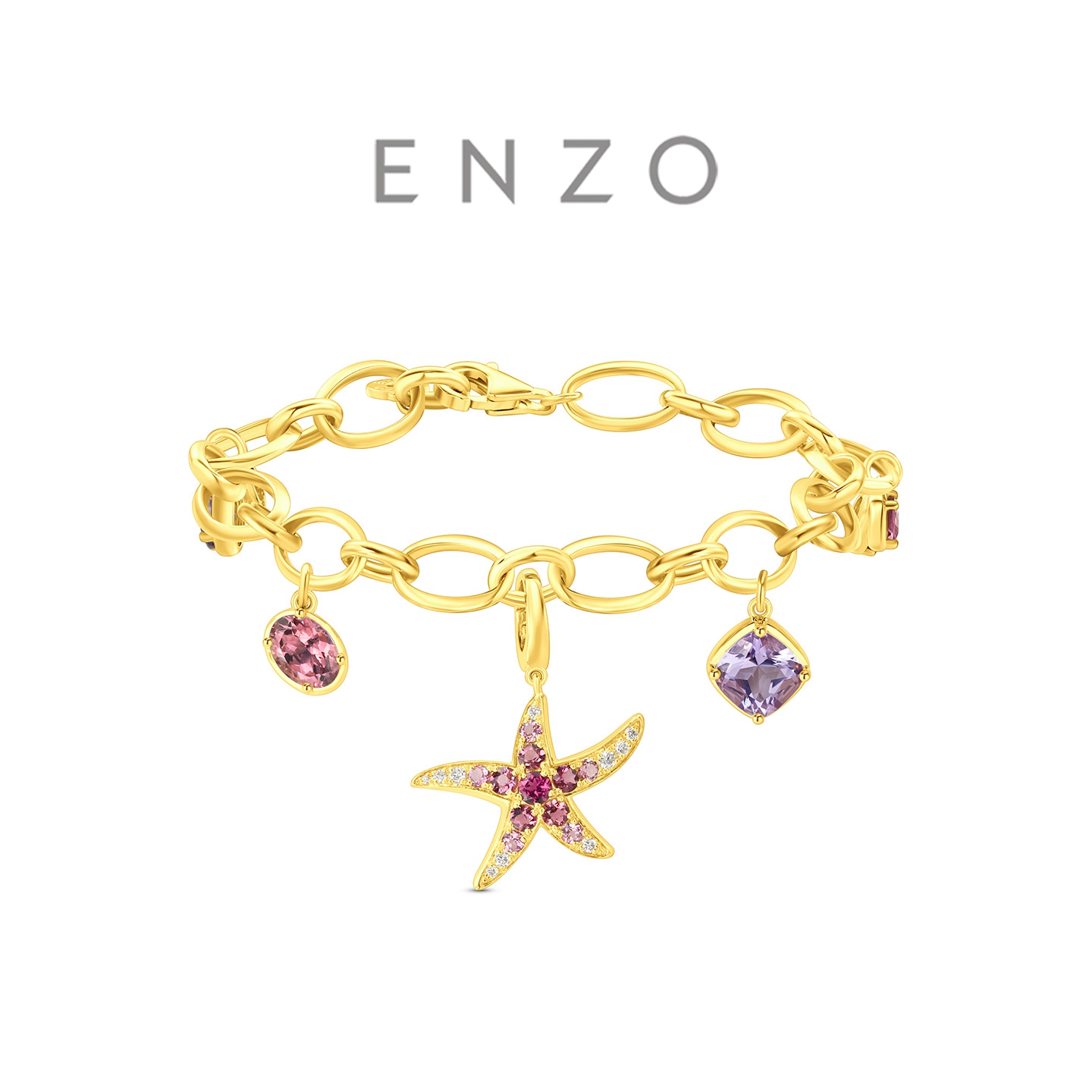 ENZO18K金碧玺紫晶钻石手链
