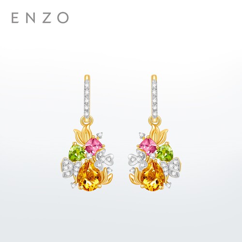 ENZO18K金多彩宝石耳环