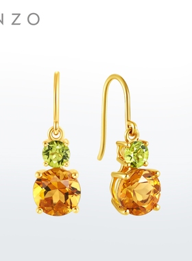 ENZO「经典彩宝」18K金黄晶橄榄石耳环EZV4947新年礼物