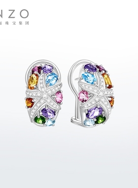 ENZO「海洋系列」小版 18K金多彩宝石钻石耳环女EZV2019新春礼物