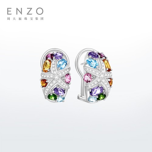 enzo18K金多彩宝石耳环