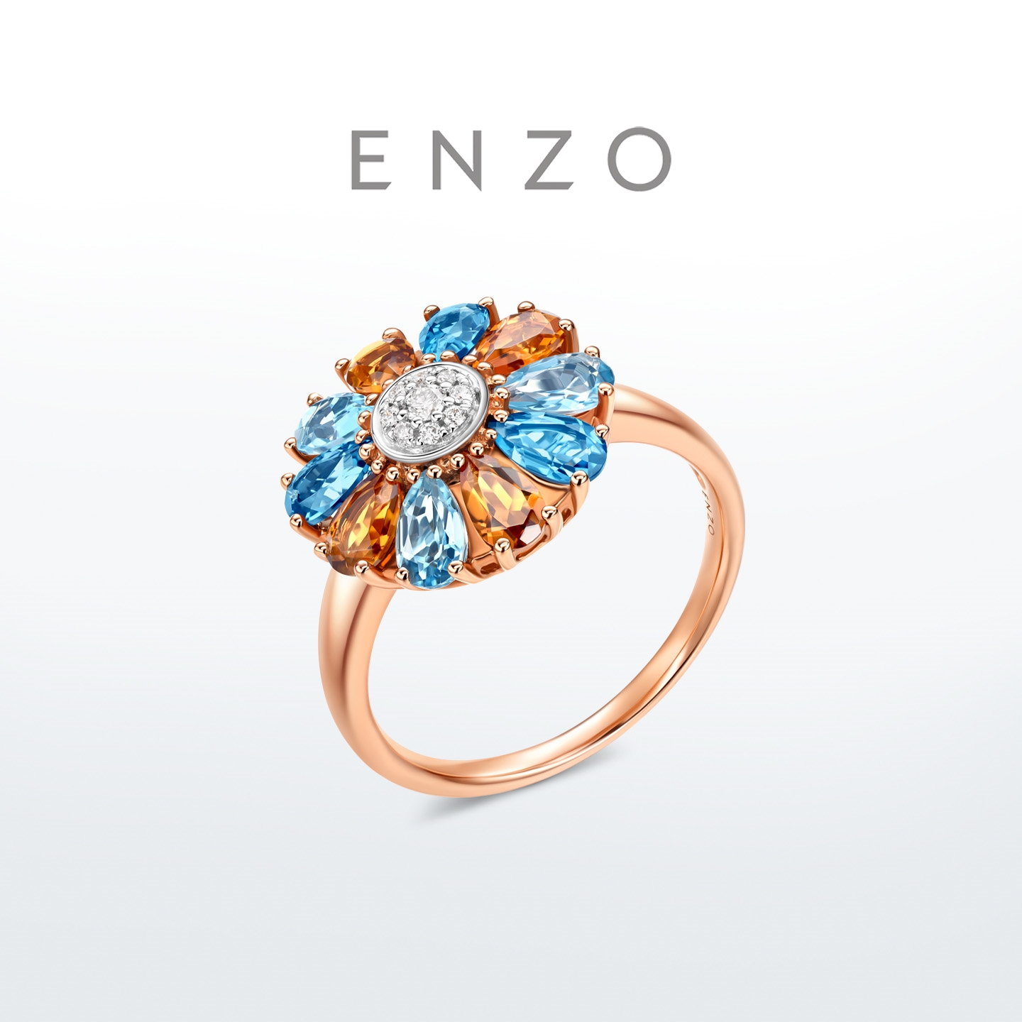 ENZO 极光之花 18K金多彩宝石戒指女EZV7018