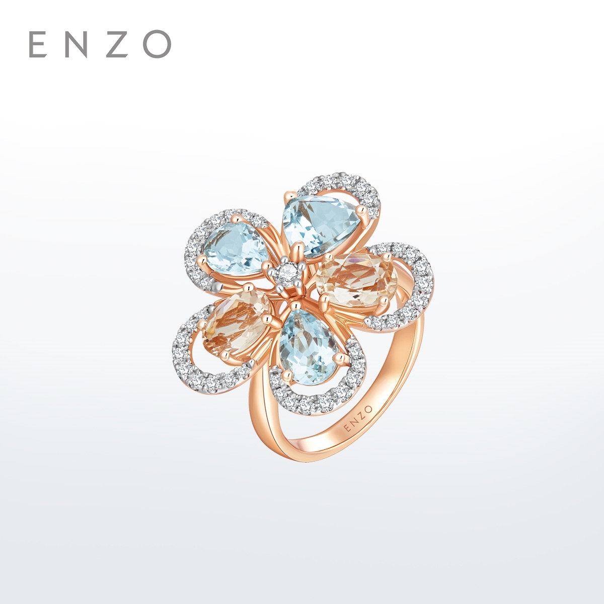 ENZO海盐桃桃花朵戒指