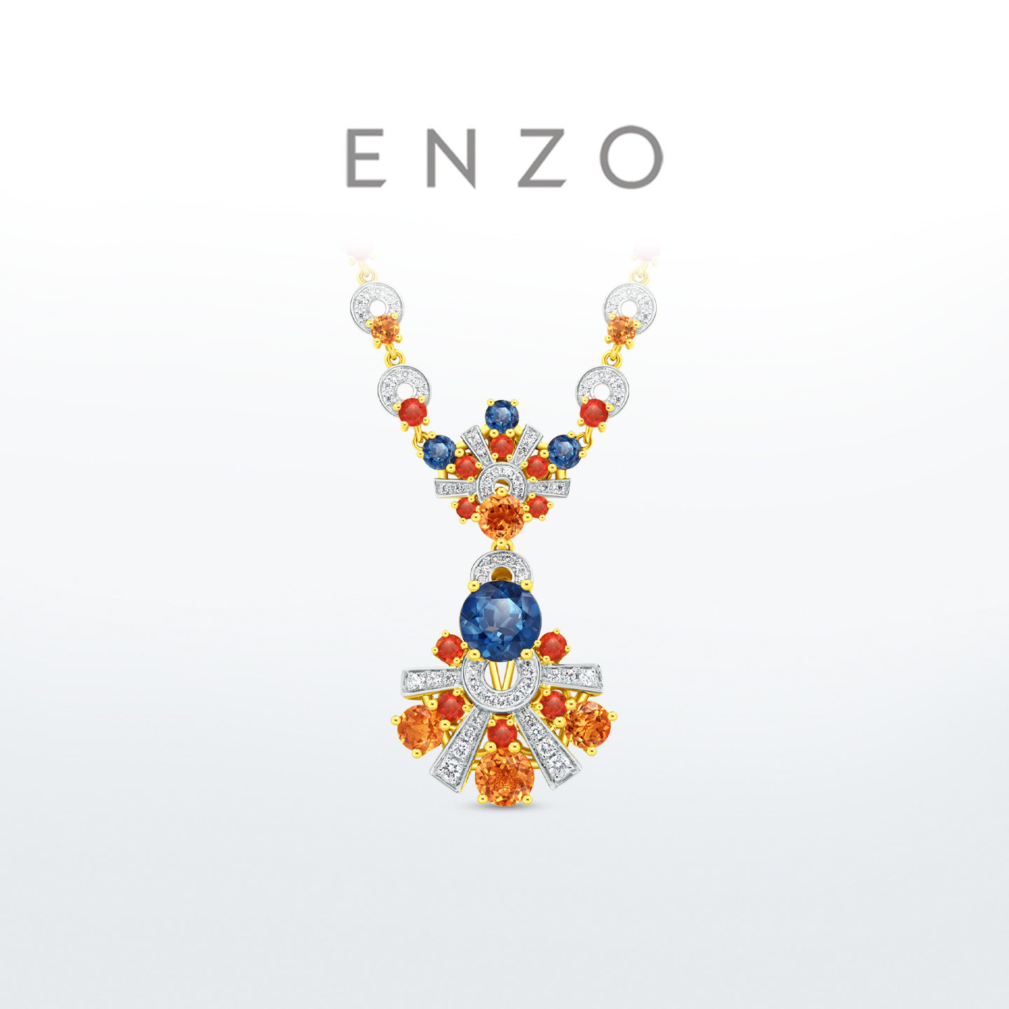 新款ENZO 舞裙系列 18K金多彩宝石钻石项链女EZV5530