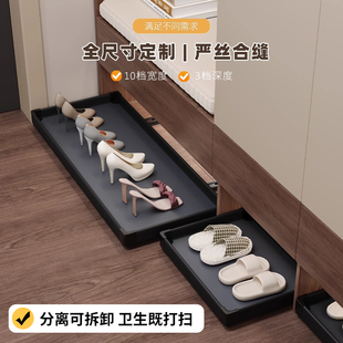 踢脚抽屉鞋柜底部下方反弹抽屉托盘收纳改造抽拉板玄关柜滑轨鞋架