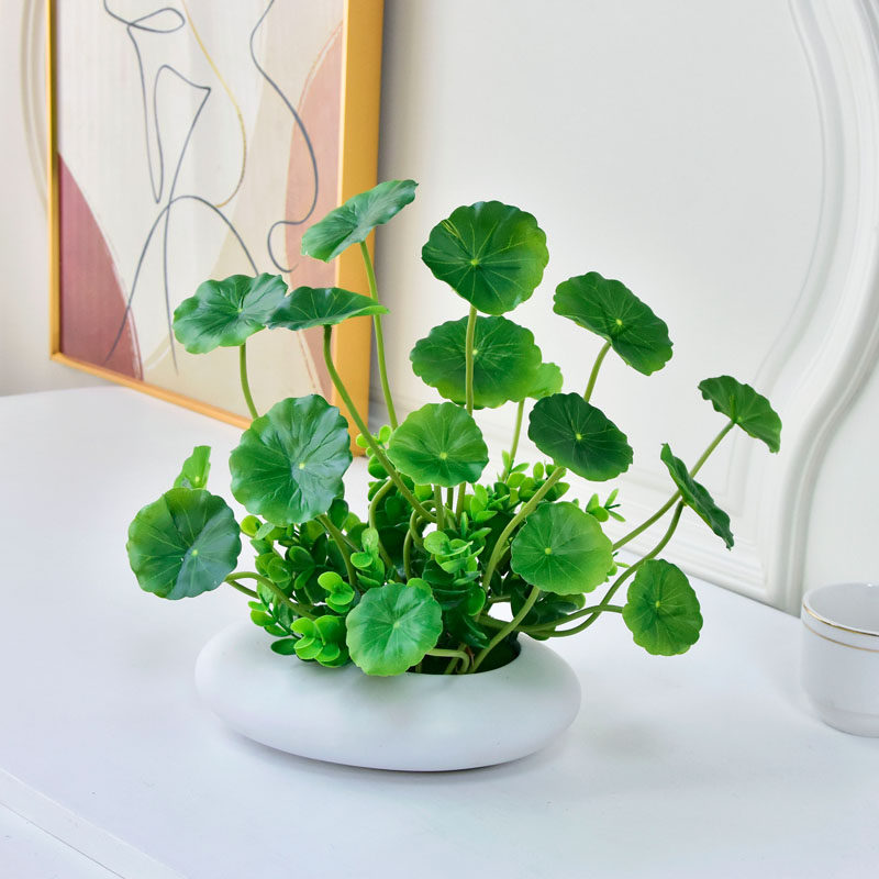 仿真绿植多头铜钱草假花植物塑料假花客厅装饰仿生绿植盆栽小摆件