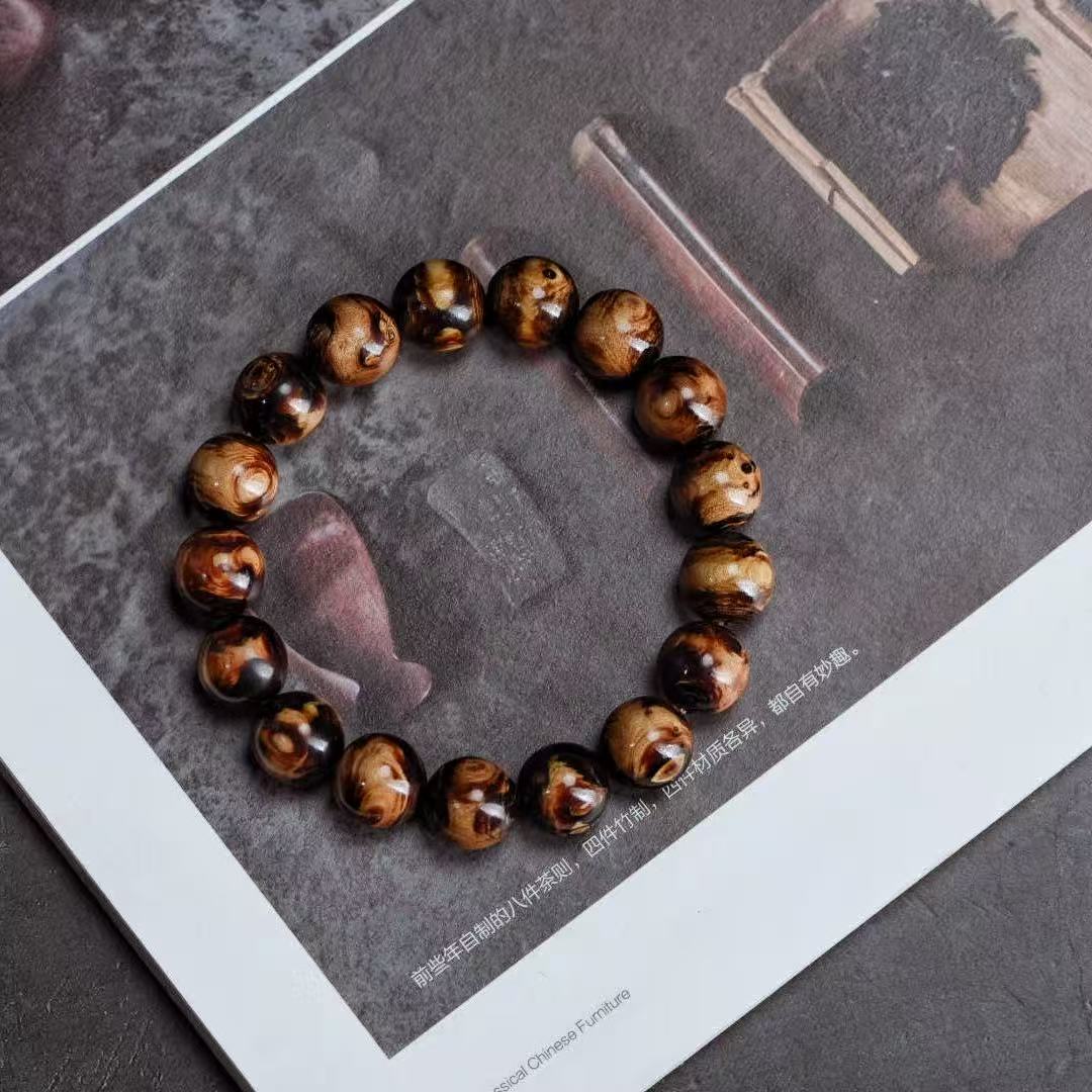 妖花纹圆珠深海老料海柳手串单圈血柳圆珠男女
