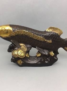 古玩纯铜龙铜器泥金五爪龙生肖用品家居办公桌面装饰礼品摆件老货