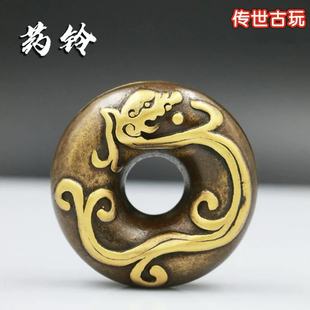 铜虎撑医铃串铃民间乡医郎中用纯铜药铃虎叉把玩收藏送中医手摇铃