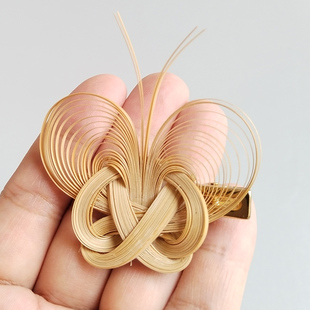 饰竹编胸针发簪特色手工编织 汉服舞蹈道具编织装