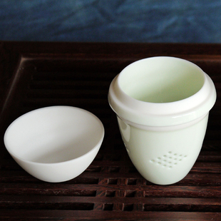 瓷胎竹编泡茶杯中国白滤网茶杯竹丝扣瓷茶具商务会议出国礼盒套装