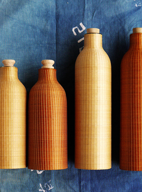 非遗手工竹丝扣瓷大容量热水瓶竹编玻璃内胆保温壶  便携茶杯