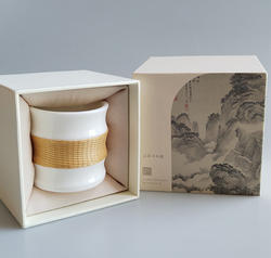 非遗手工竹丝扣瓷茶杯竹节手握杯瓷胎竹编茶具双杯礼盒商务送礼