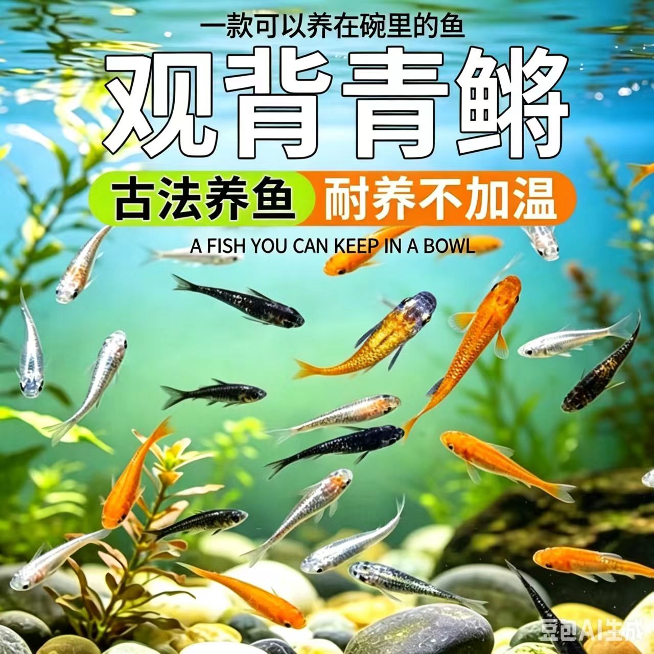 观背青鳉鱼观赏鱼好活不打氧除油膜小型鱼迷你锦鲤淡水古法缸桌面