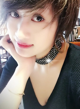 网红个性闪钻短款项链锁骨颈链女choker项圈颈带黑白色脖子饰品潮