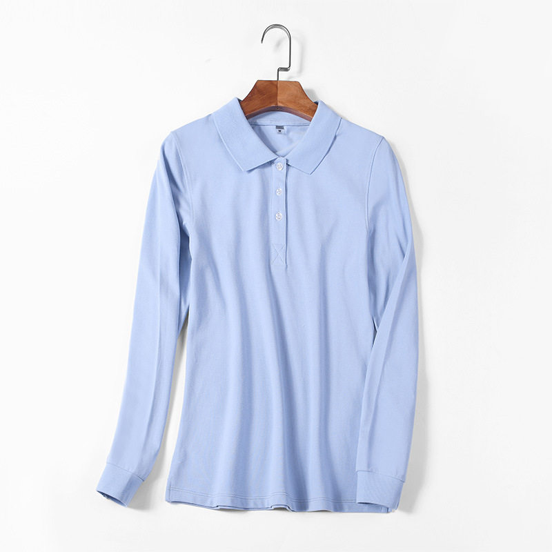 2026春季新品长袖POLO衫珠地棉翻领上衣商务休闲衬衣女士工衣园服,女装/女士精品,POLO衫,淘宝优惠券,粉丝福利购,淘宝优惠卷