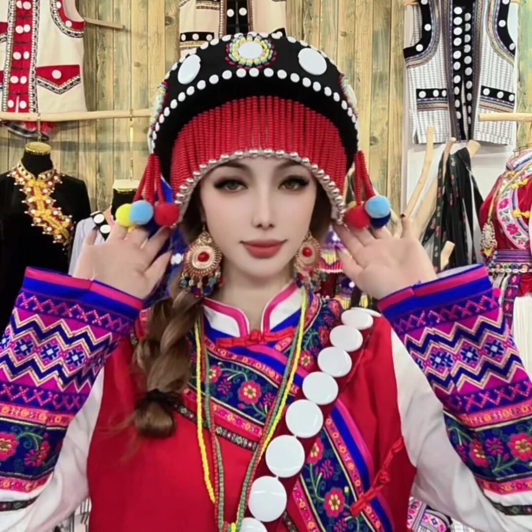 米娜同款傈僳族帽子 私人高端定制 傈僳族服装服饰配饰批发正品