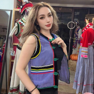 米娜同款傈僳族服装女款马甲 私人高端定制 民族服装批发