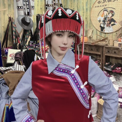傈僳族帽子服装服饰 私人高端定制 民族服装服饰配饰批发 正品