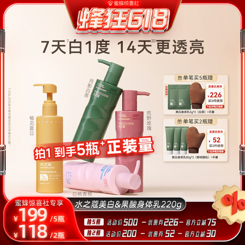 【蜂狂618】水之蔻美白身体乳烟酰胺果酸滋润保湿