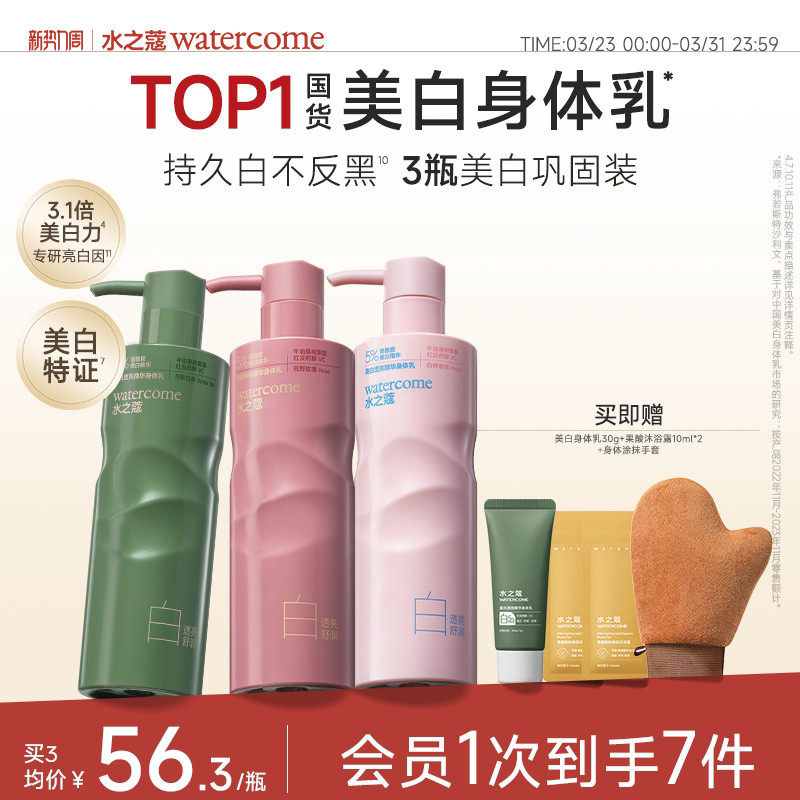 水之蔻美白身体乳提亮烟酰胺补水保湿滋润持久留香皮肤干燥囤货装