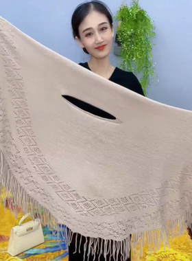 保暖围脖百变披肩流苏女士