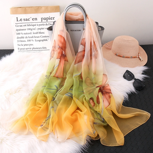 优柔纱丝巾印花方巾薄款夏季防晒沙滩巾旅游遮阳裹头围巾