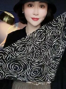 欧丝绣秋冬印花休闲女按扣围脖