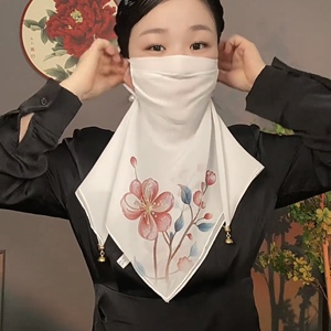 新款诗情画意防晒面纱夏季透气遮阳口罩面罩女士百变丝巾潮
