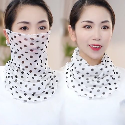 新款韩版围巾面罩时尚全脸护颈脖套薄款纱巾百搭女士挂耳围脖发带