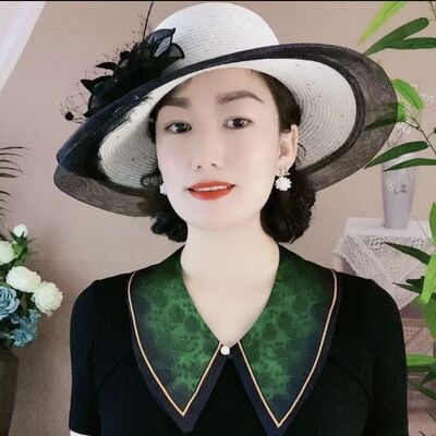 欧丝绣钉珠天丝印花假领