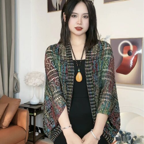 春夏冰丝针织镂空韩版女防晒披肩