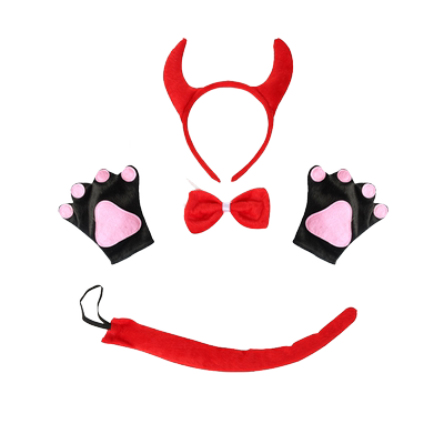 动物手套尾巴领结头饰四件套