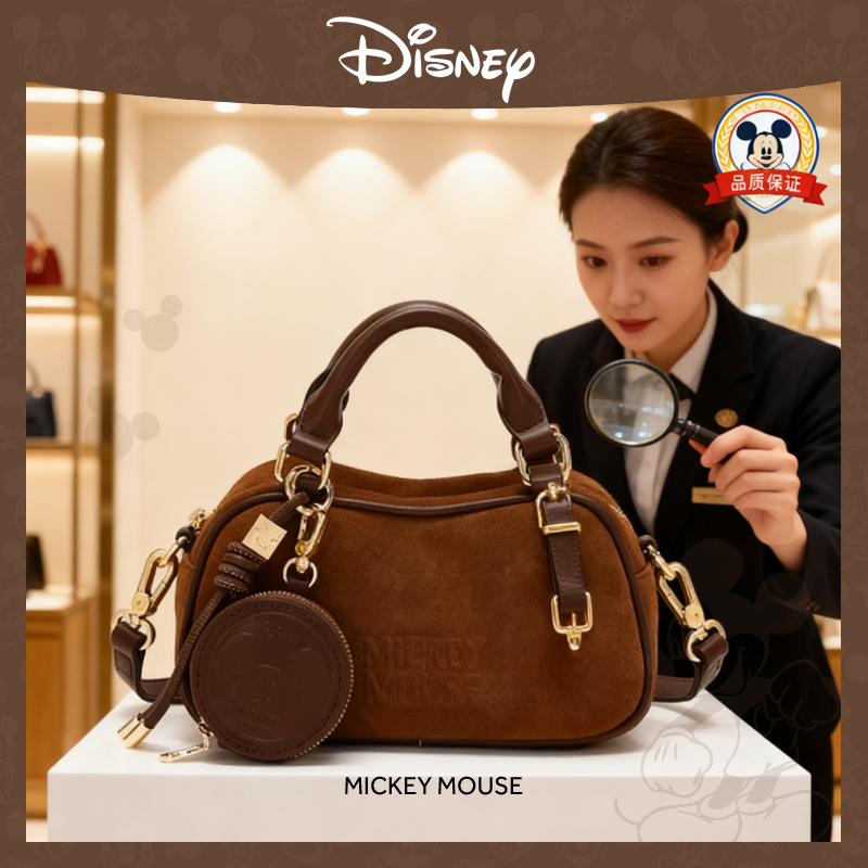 迪士尼轻奢手提麂皮包包女式2025新款时尚高级感单肩斜跨包