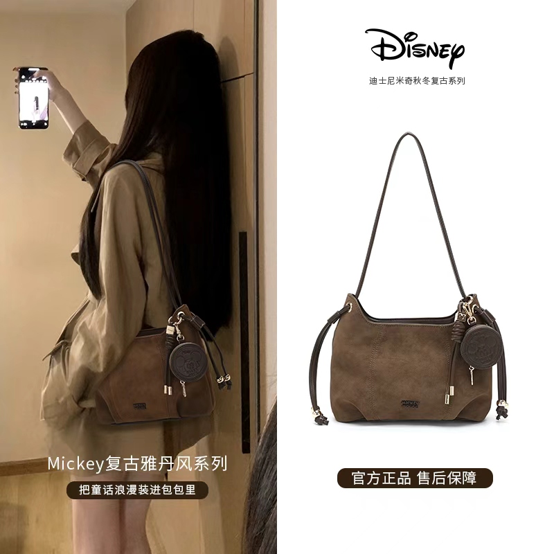 正品迪士尼包包女2025秋冬新款潮时尚百搭单肩手提腋下包休闲包