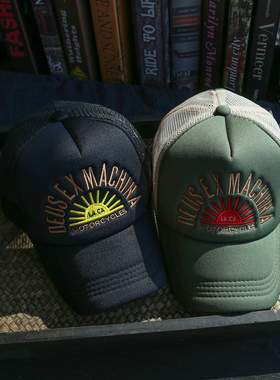 美式复古DEUS机车帽男女刺绣棒球帽网眼鸭舌帽情侣潮帽字母休闲