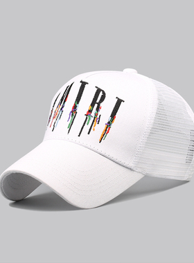 透气硬顶鸭舌帽网帽刺绣早春新款弯檐高顶有型户外防晒棒球帽遮阳