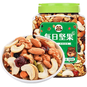 憨豆熊每日坚果礼盒500g*1罐混合果仁健康零食大礼包孕妇礼盒干果