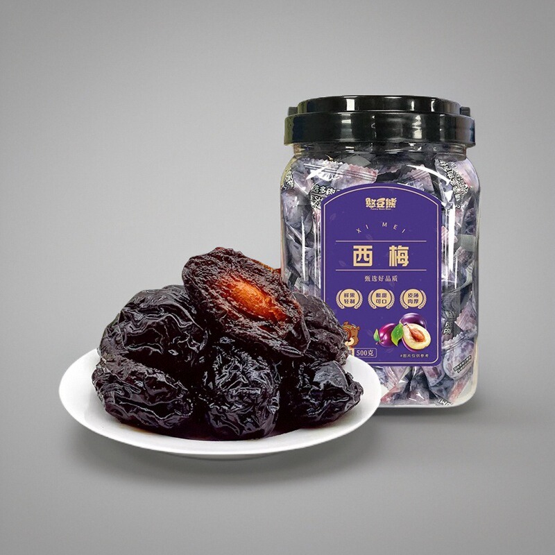 憨豆熊-罐装西梅500g大西梅干独立包装孕妇酸甜乌梅子蜜饯果干