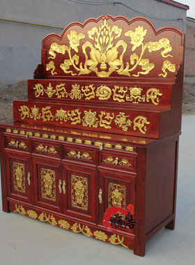 佛龛供桌佛台家用财神菩萨三层阶梯立柜藏式密宗佛柜定制佛堂简约