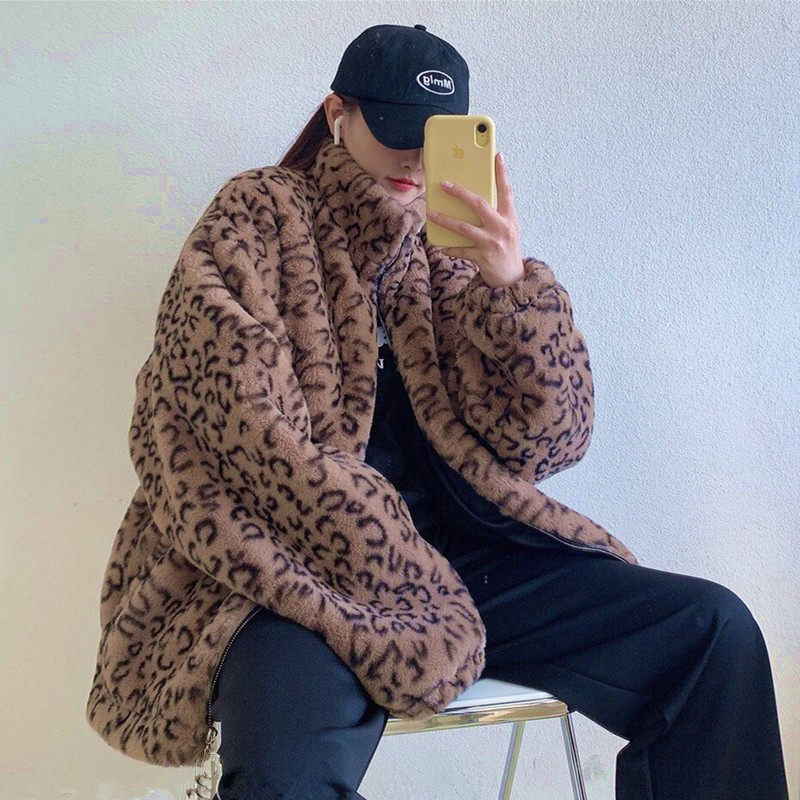 常规款仿獭兔毛豹纹加厚宽松休闲
