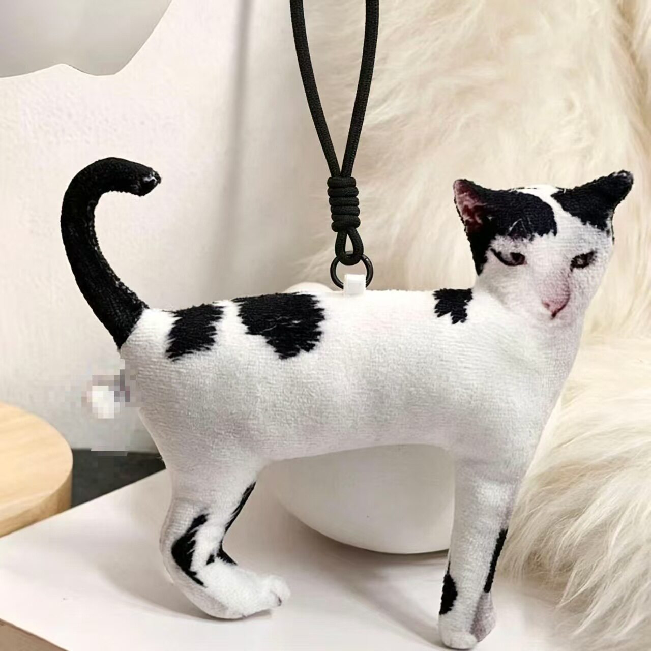 创意蔑视奶牛猫毛绒挂件