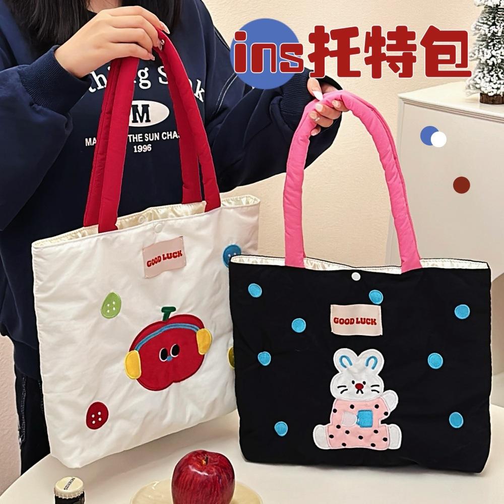 秋冬百搭单品刺绣托特包包包时尚