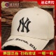 韩国mlb棒球帽做旧复古破洞硬顶大标NY帽子卡其色黑标鸭舌帽秋冬