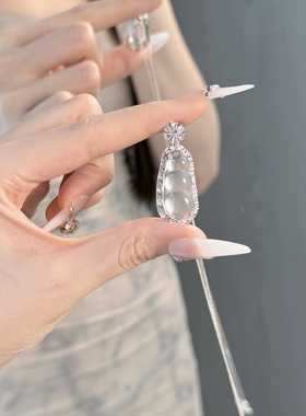 高冰水沫玉福豆纯银吊坠单坠天然四季豆玉石镶嵌宝石项链高档女款