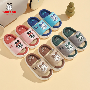 巴布豆儿童棉拖鞋女童亚麻宝宝包头拖家居室内防滑男童棉麻布拖鞋