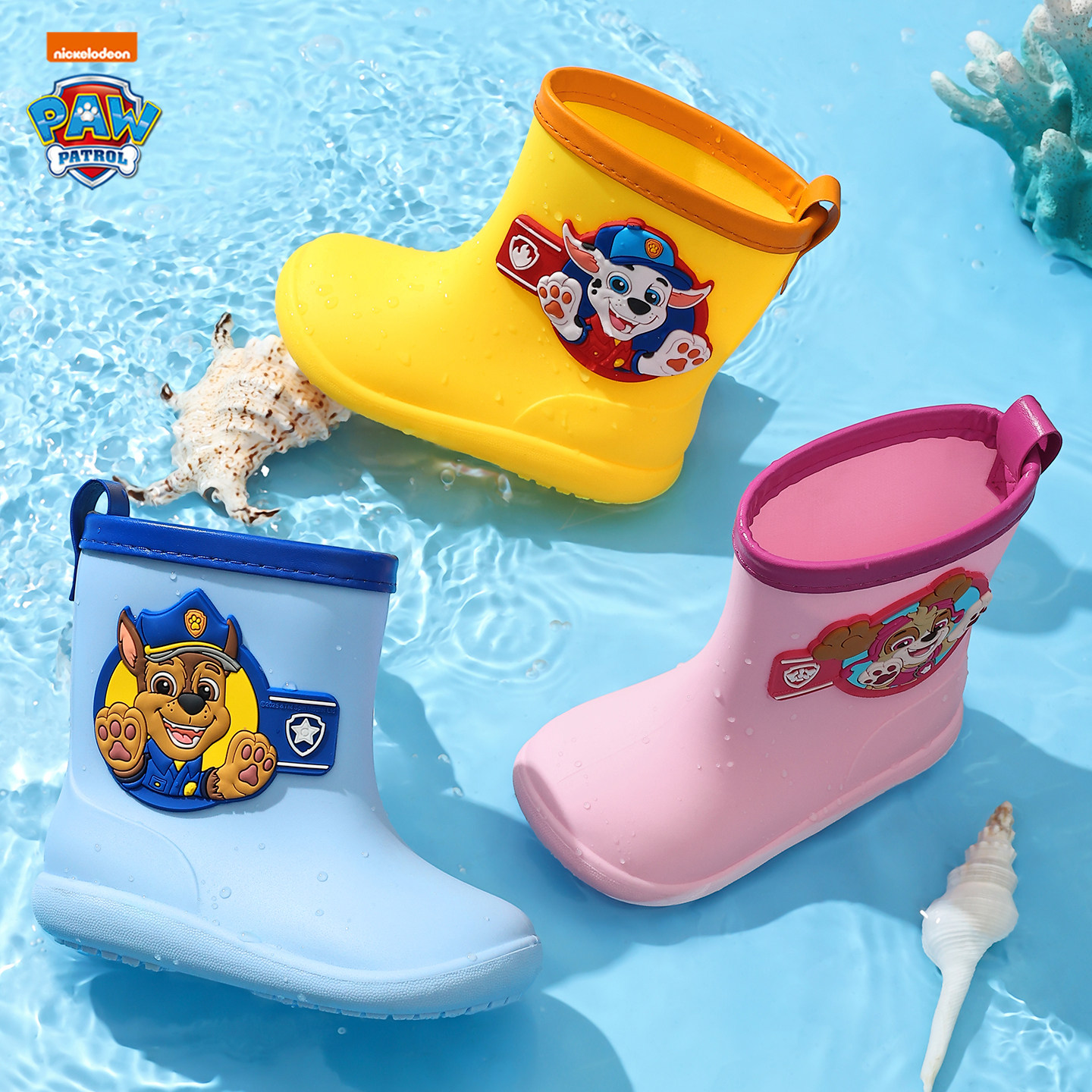 汪汪队儿童雨鞋防水防滑男童加厚耐磨水鞋防雨脚套小学生雨靴女童